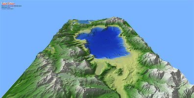 Lake Tahoe elevation model with Bathymetry 3D